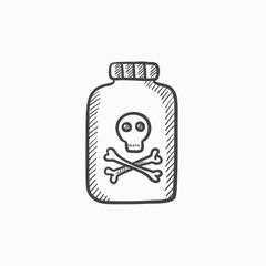Bottle of poison sketch icon.