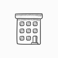 Condominium building sketch icon.