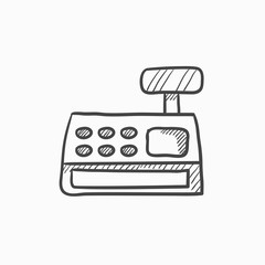 Cash register machine sketch icon.