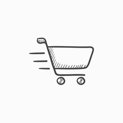 Shopping cart sketch icon.