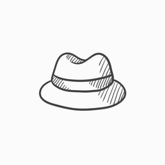 Classic hat sketch icon.