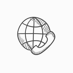 Global communications sketch icon.