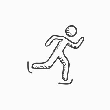 Speed skating sketch icon.