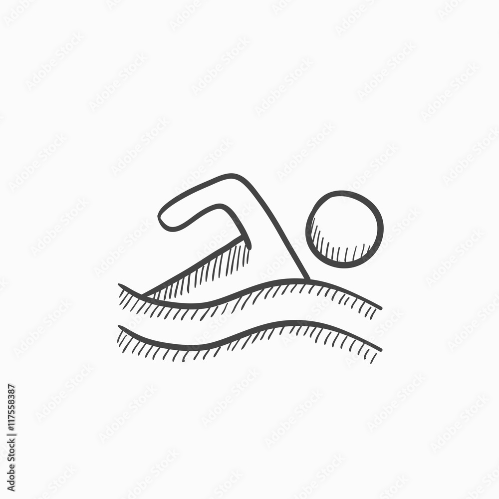 Canvas Prints Swimmer sketch icon.