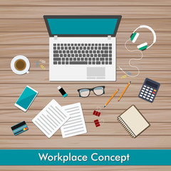 Workplace Concept and Business Elements Vector Design