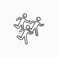 Running men sketch icon.
