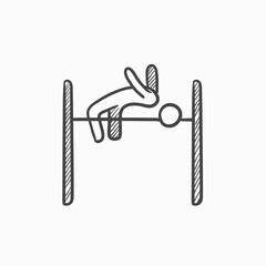High jump sketch icon.