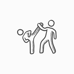 Karate fighters sketch icon.
