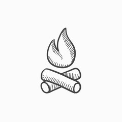 Campfire sketch icon.
