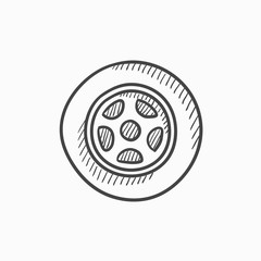 Car wheel sketch icon.