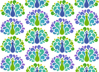 Peacocks seamless pattern