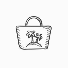 Beach bag sketch icon.