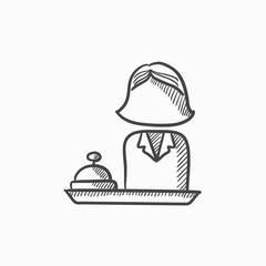 Female receptionist sketch icon.