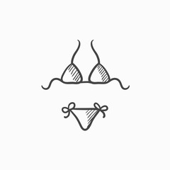 Swimsuit for women sketch icon.