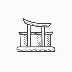 Torii gate sketch icon.