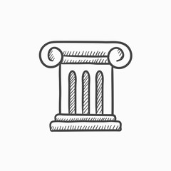 Ancient column sketch icon.
