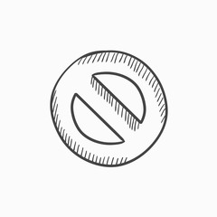 Not allowed sign sketch icon.