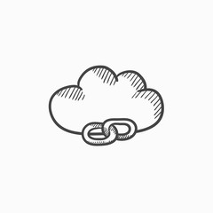 Cloud computing sketch icon.