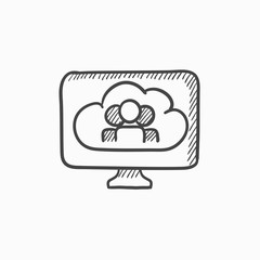 Cloud computing sketch icon.