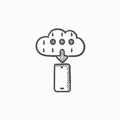Cloud computing sketch icon.
