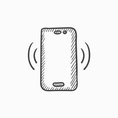 Vibrating phone sketch icon.