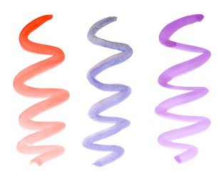 Naklejka premium Wavy lines of different colors painted in watercolor