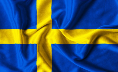 Fabric texture of the Sweden flag