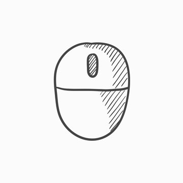 Computer mouse sketch icon.