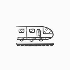 Modern high speed train sketch icon.