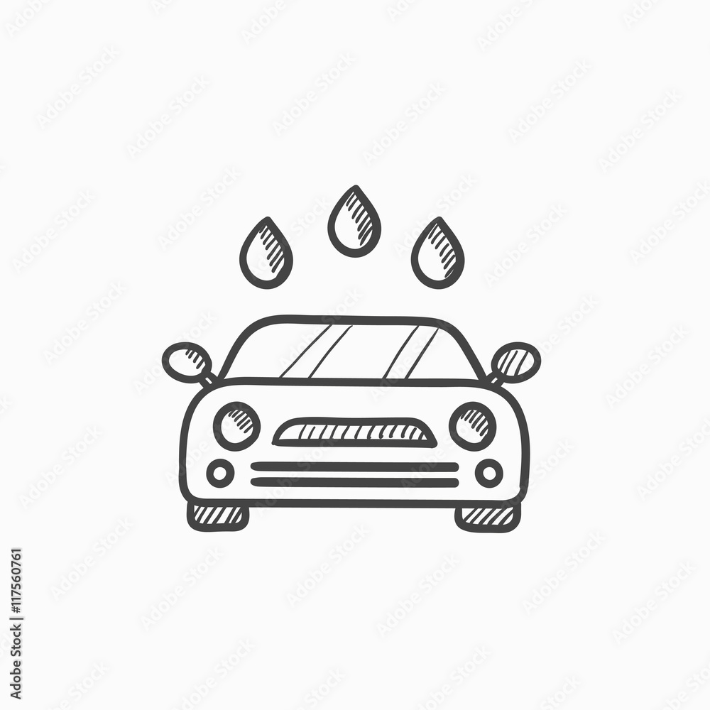 Poster Car wash sketch icon.