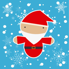 santa with open arms and snowflakes backdrop