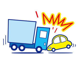 トラックと乗用車　衝突事故