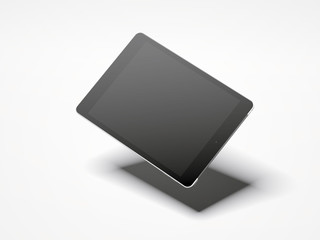 Black tablet pc with blank screen. 3d rendering