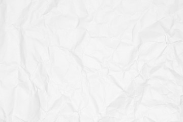 Crumpled white paper texture or white paper background for design with copy space for text or image.