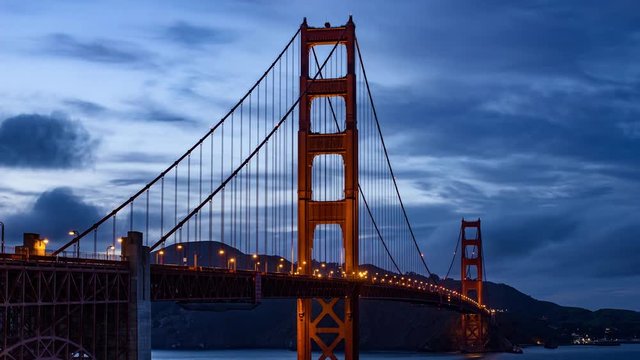 San Francisco Golden Gate Bridge sunset timelapse