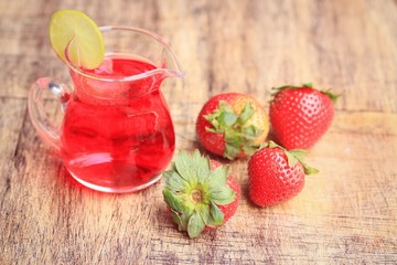 fresh strawberry with juice