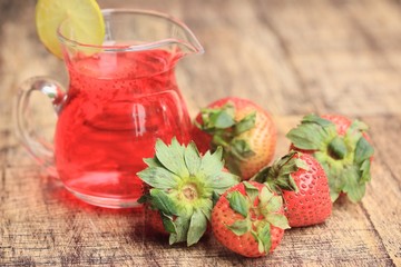 fresh strawberry with juice
