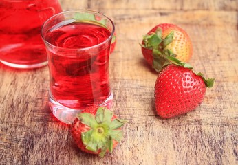 fresh strawberry with juice