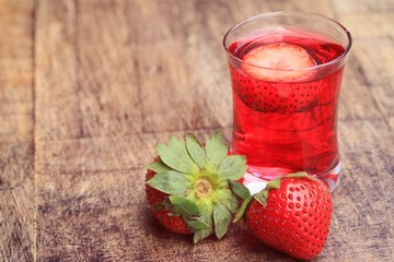 fresh strawberry with juice
