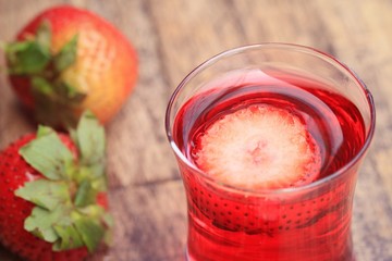 fresh strawberry with juice