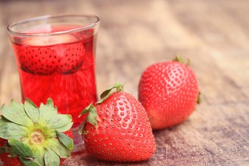 fresh strawberry with juice
