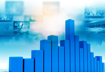 Business graph chart. 3d render. financial background.