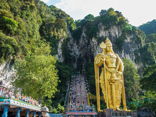 KUALA LUMPUR, MALAYSIA - MAR 1: Tourist and Lord Murugan Statue