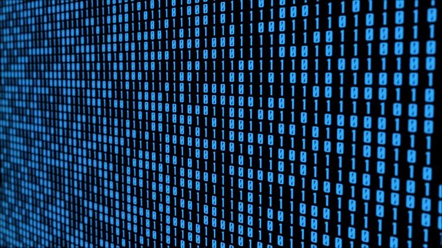 Blue binary code wall looped animation