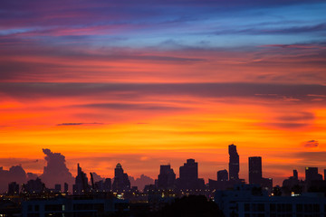 Sunset at city of Bangkok, Thailand