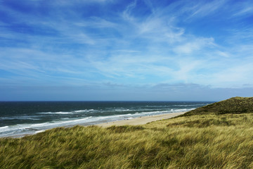 Fototapeta na wymiar Beach Panorama from Wenningstedt Dunes / Sylt