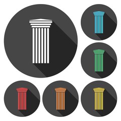 Antique Column icon in different colors set