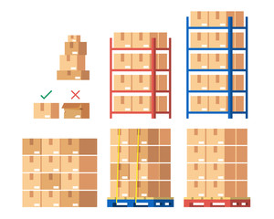 Warehouse Inventory and delivery workers Modern flat style vector illustration isolated on white background