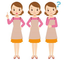 女性　主婦　表情ポーズ