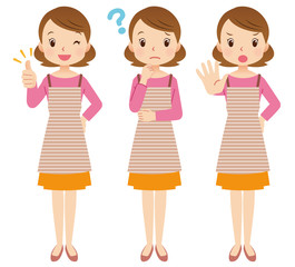 女性　主婦　表情ポーズ